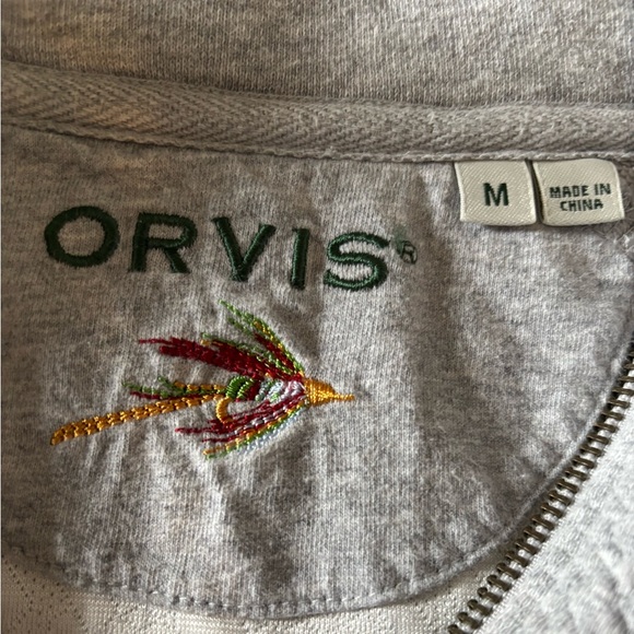 Orvis Gray 1/4 Zip Cable sweatshirt Cotton blend size Medium - Picture 2 of 7